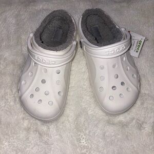 CROCS Women's White and Gray Slippers